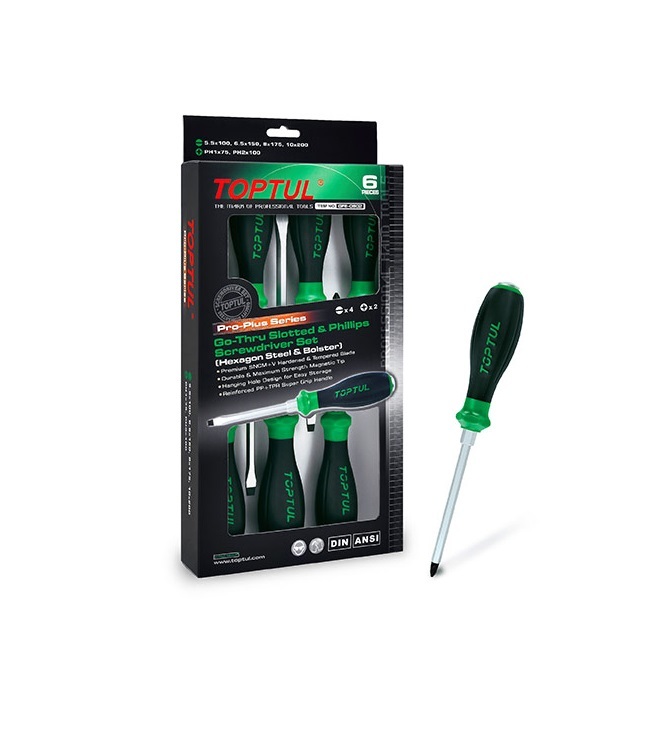 پیچ‌گوشتی ضربه‌ای آچارخور 6 عددی GFE-0602 تاپ تول