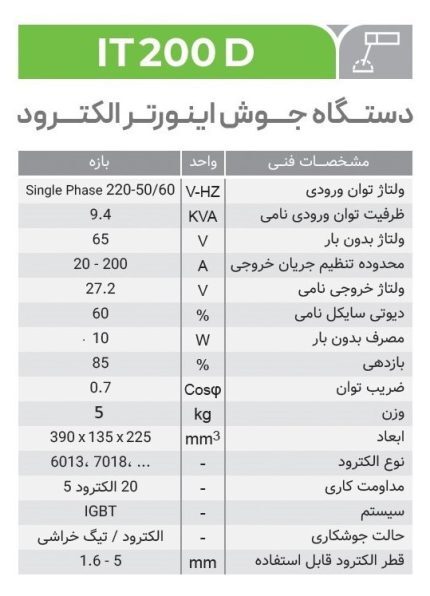  اينورتر جوشکاری IT200D ايران ترانس 